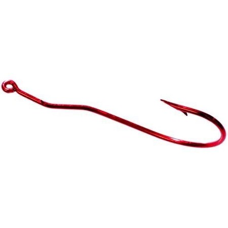 Tru-Turn Worm Hook, Size 10, Spear Point, 2 Sliced Shank Sproat Bend, NonOffset, Ringed Eye, Blood Red,  063ZS-1/0